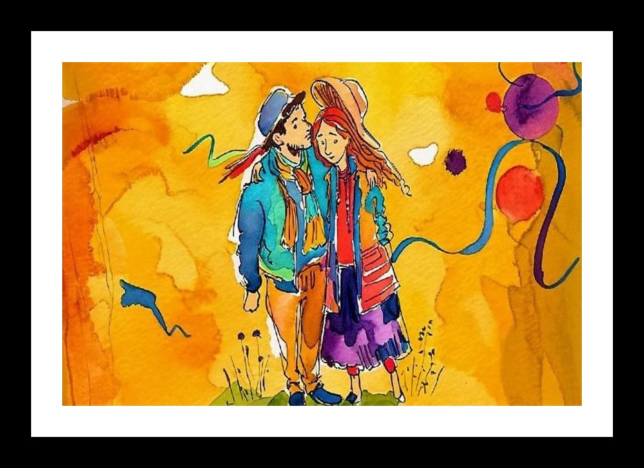 Watercolor Embrace: Whimsical Landscape Portrait Wall Art, Interior Accents, Framing Solutions, Residential/Commercial Decor, Premium Gifts | Size: 8 x 12 inches