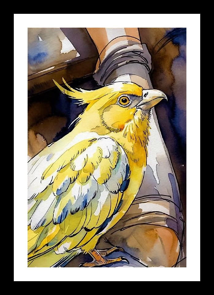 Golden Bird Watercolor Art - Vibrant Home Decor. Wall Art, Interior Accents, Framing Solutions, Residential/Commercial Decor, Premium Gifts | Size: 8 x 12 inches