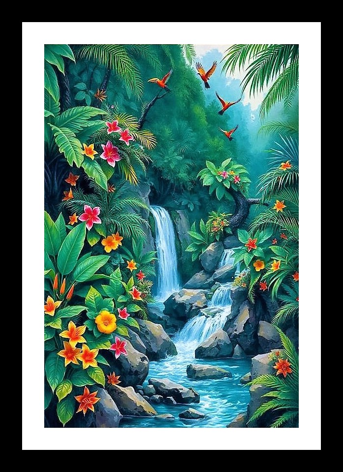 Mountain Forest Stream Portrait - Photo Frame With Photo, Wall Hanging Art, Wall Decor, Home Decor, Picture Frame | Size: 8 x 12 inches