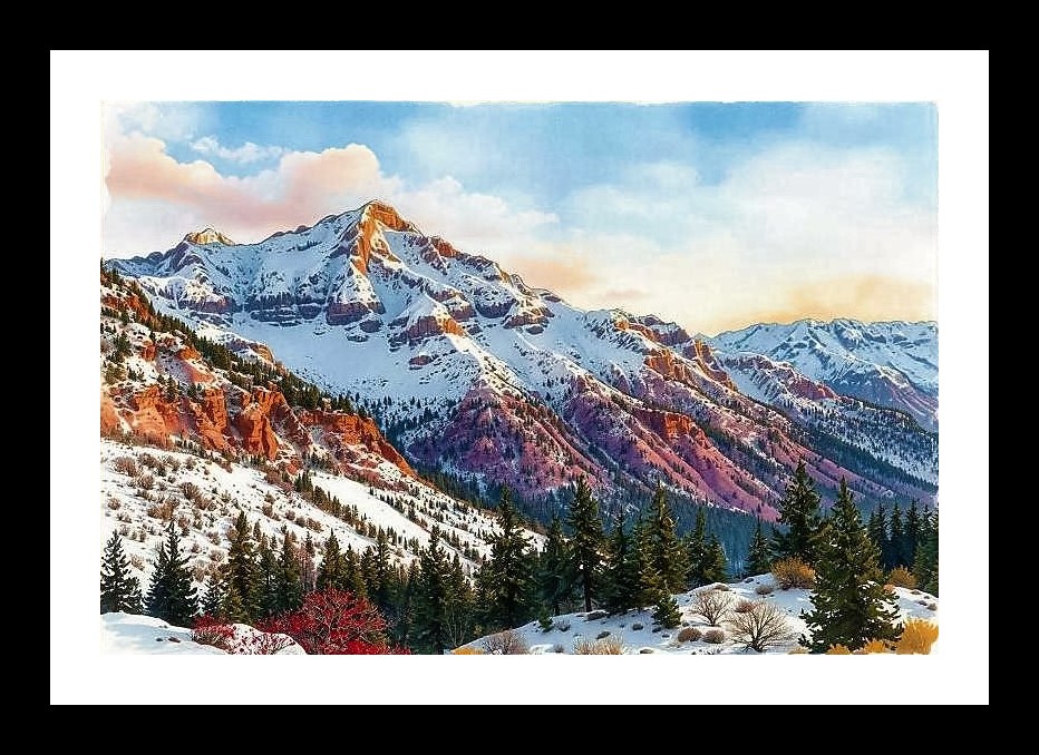Pastel Mountain Glow Portrait Wall Art, Interior Accents, Framing Solutions, Residential/Commercial Decor, Premium Gifts | Size: 8 x 12 inches