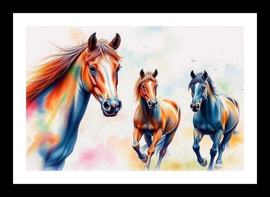Watercolor Horses Galloping: Dreamy Landscape Portrait Wall Art, Interior Accents, Framing Solutions, Residential/Commercial Decor, Premium Gifts | Size: 8 x 12 inches