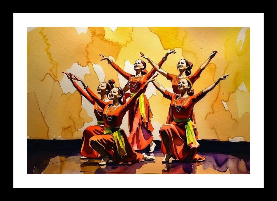 Orange Rhapsody: Five Dancers in Perfect Harmony Wall Art, Interior Accents, Framing Solutions, Residential/Commercial Decor, Premium Gifts | Size: 8 x 12 inches