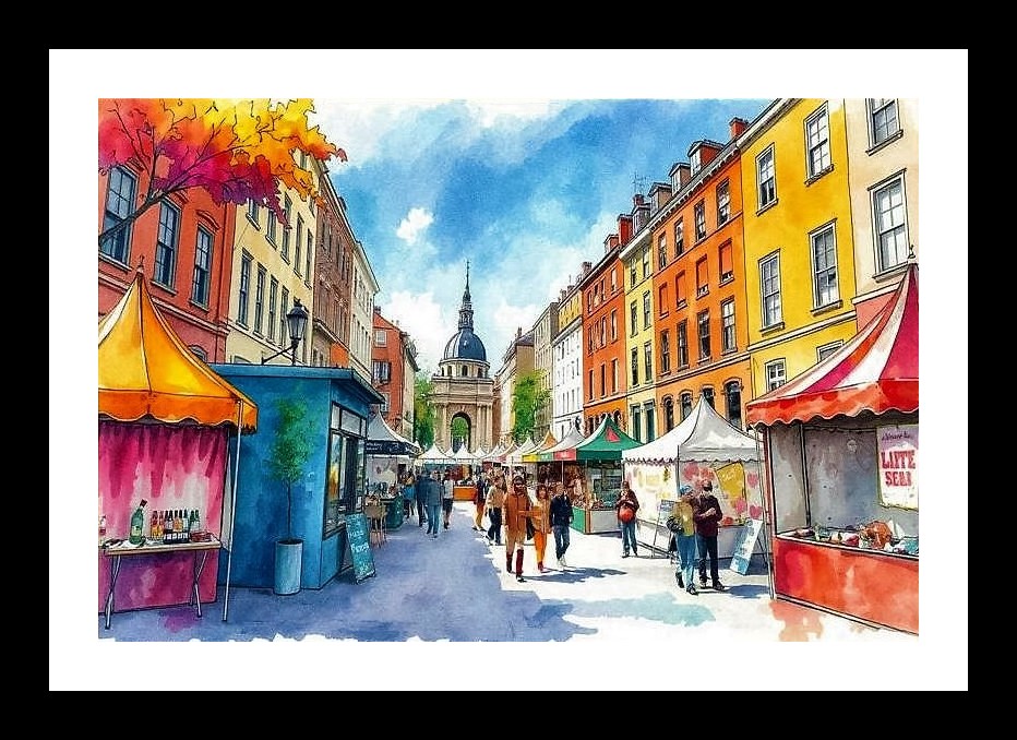 Watercolor Country Road Festival Art - Wall Art, Interior Accents, Framing Solutions, Residential/Commercial Decor, Premium Gifts | Size: 8 x 12 inches