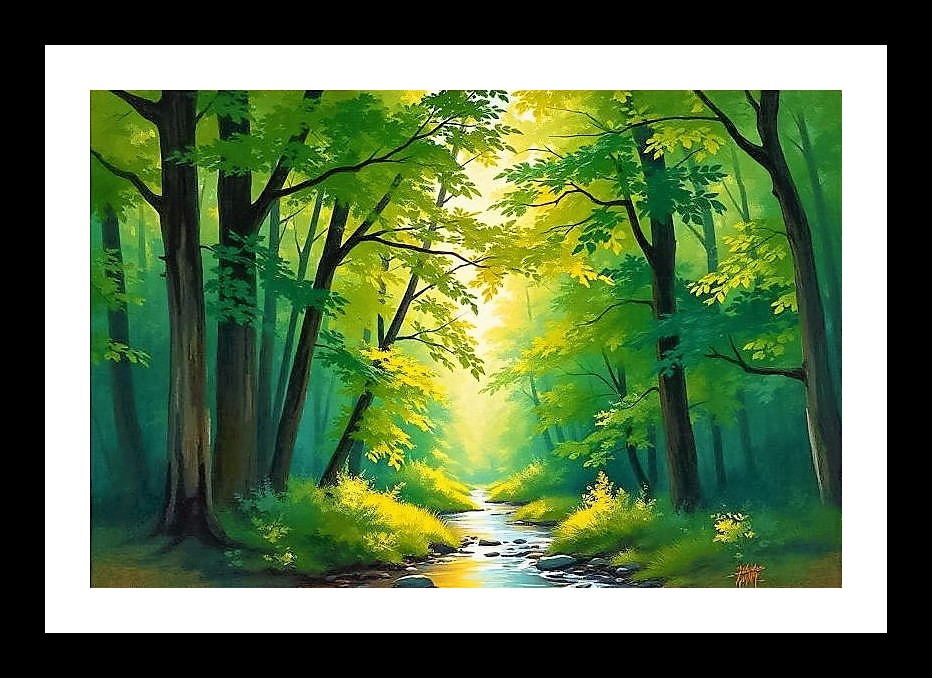 Tropical Forest Watercolor Portrait - Lush Green Art Print Photo Frame With Photo, Wall Hanging Art, Wall Decor, Home Decor, Picture Frame | Size: 8 x 12 inches