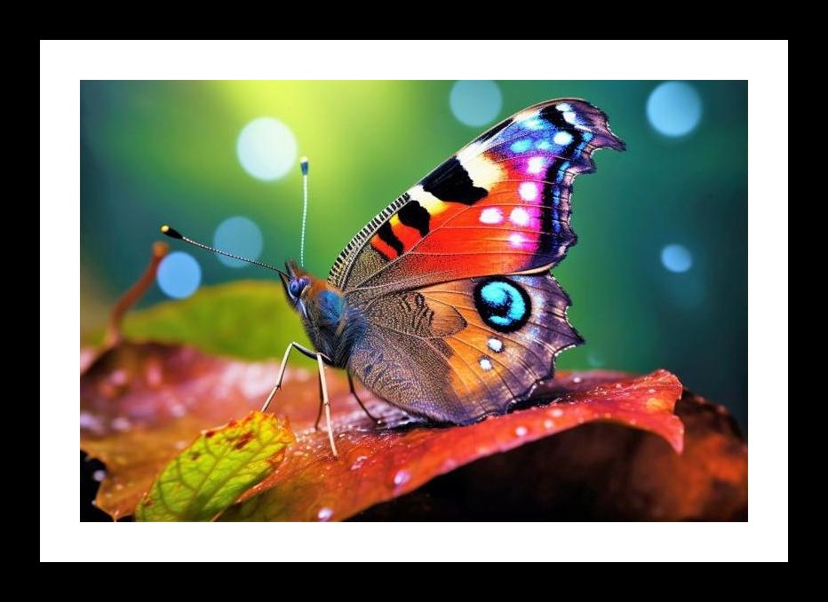 Autumn Butterfly Jewel: Dew-Kissed Leaf. Wall Art, Interior Accents, Framing Solutions, Residential/Commercial Decor, Premium Gifts | Size: 8 x 12 inches