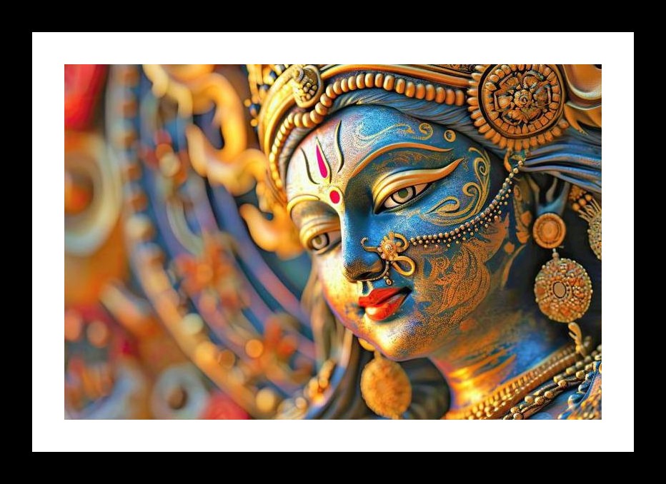 Goddess of Gold and Blue: Divine Radiance Photograph. Wall Art, Interior Accents, Framing Solutions, Residential/Commercial Decor, Premium Gifts | Size: 8 x 12 inches